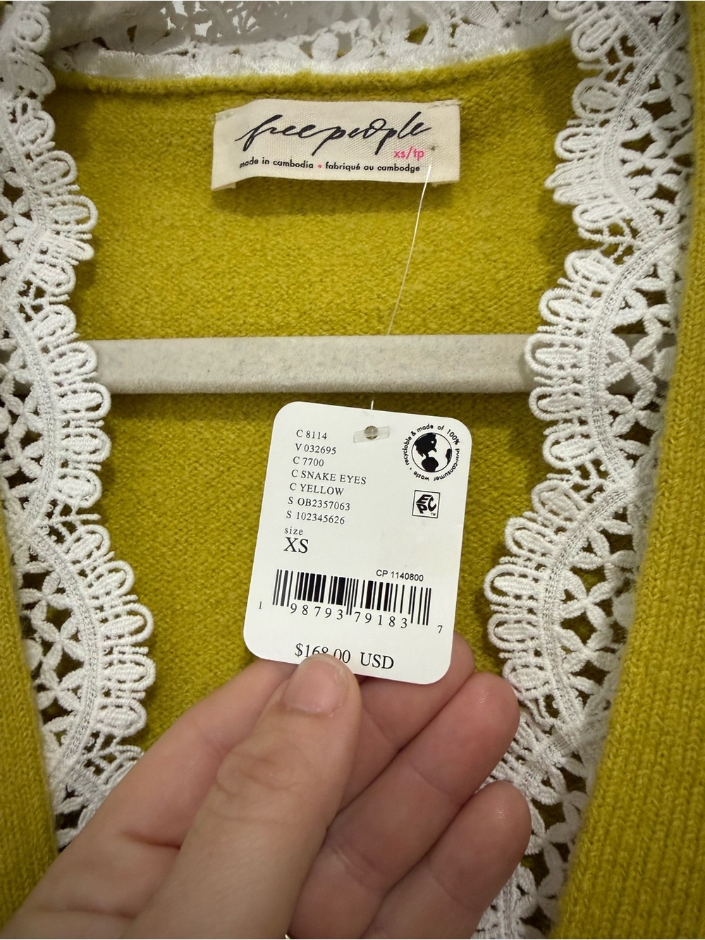 Free People Lace SoftSpun Long Sleeve Cardigan Green - Picture 5 of 6